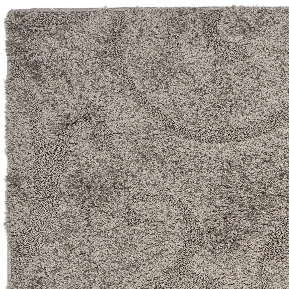 Gray Floral Shag Rectangular Synthetic Area Rug