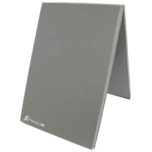 Bi-Fold Folding Thick Exercise Mat Grey 6 ft. x 2 ft. x 1.5 in. Vinyl and Foam Gymnastics Mat (Covers 12 sq. ft.)