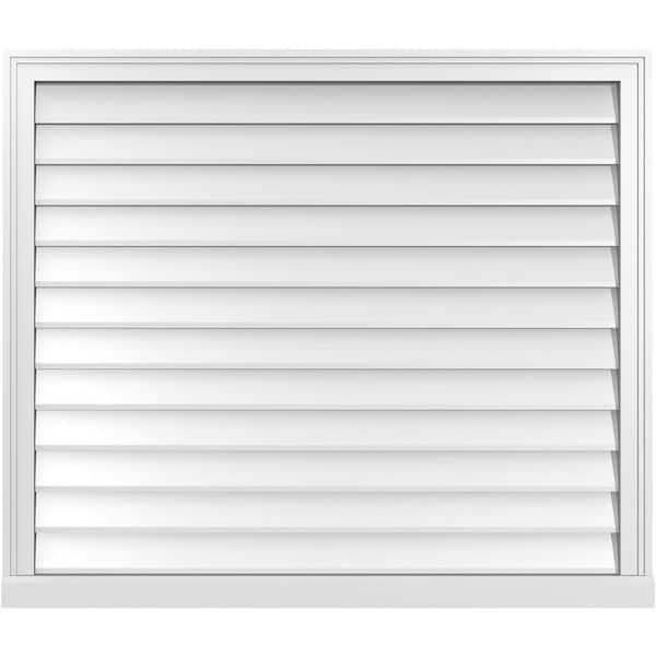 Ekena Millwork 42 in. x 36 in. Vertical Surface Mount PVC Gable Vent: Decorative with Brickmould Sill Frame