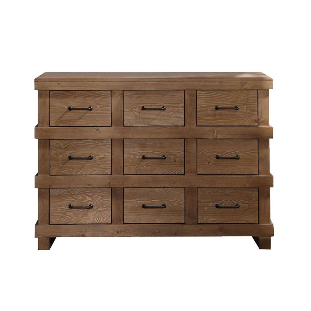 Adams Industrial 44" Antique Oak Dresser with Felt-Lined Drawers