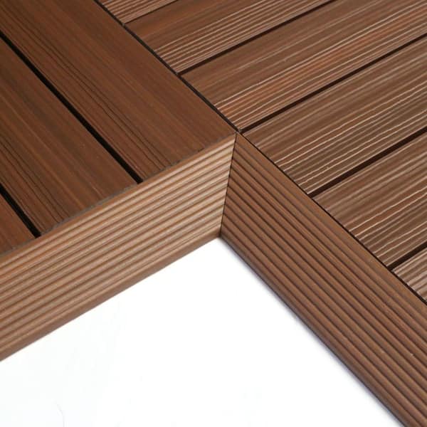 NewTechWood 1/6 ft. x 1 ft. Quick Deck Composite Deck Tile Inside Corner Fascia in Brazilian Ipe (2-Pieces/Box)