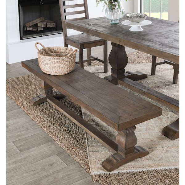 Bates Farmhouse 66 in. Distressed Brown Bench
