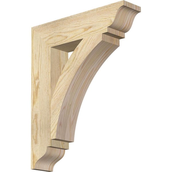 Ekena Millwork 4 in. x 22 in. x 18 in. Douglas Fir Thorton Traditional Rough Sawn Bracket