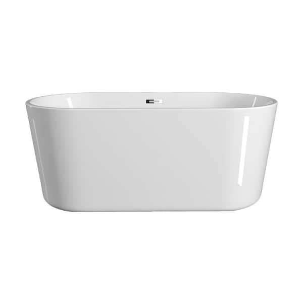 Unbranded 70 in. Acrylic Flatbottom Oval Non-Whirlpool Bathtub in White with Drain and Overflow