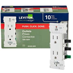 Decora Edge 15 Amp Tamper-Resistant Duplex Outlet, 10-Pack, White