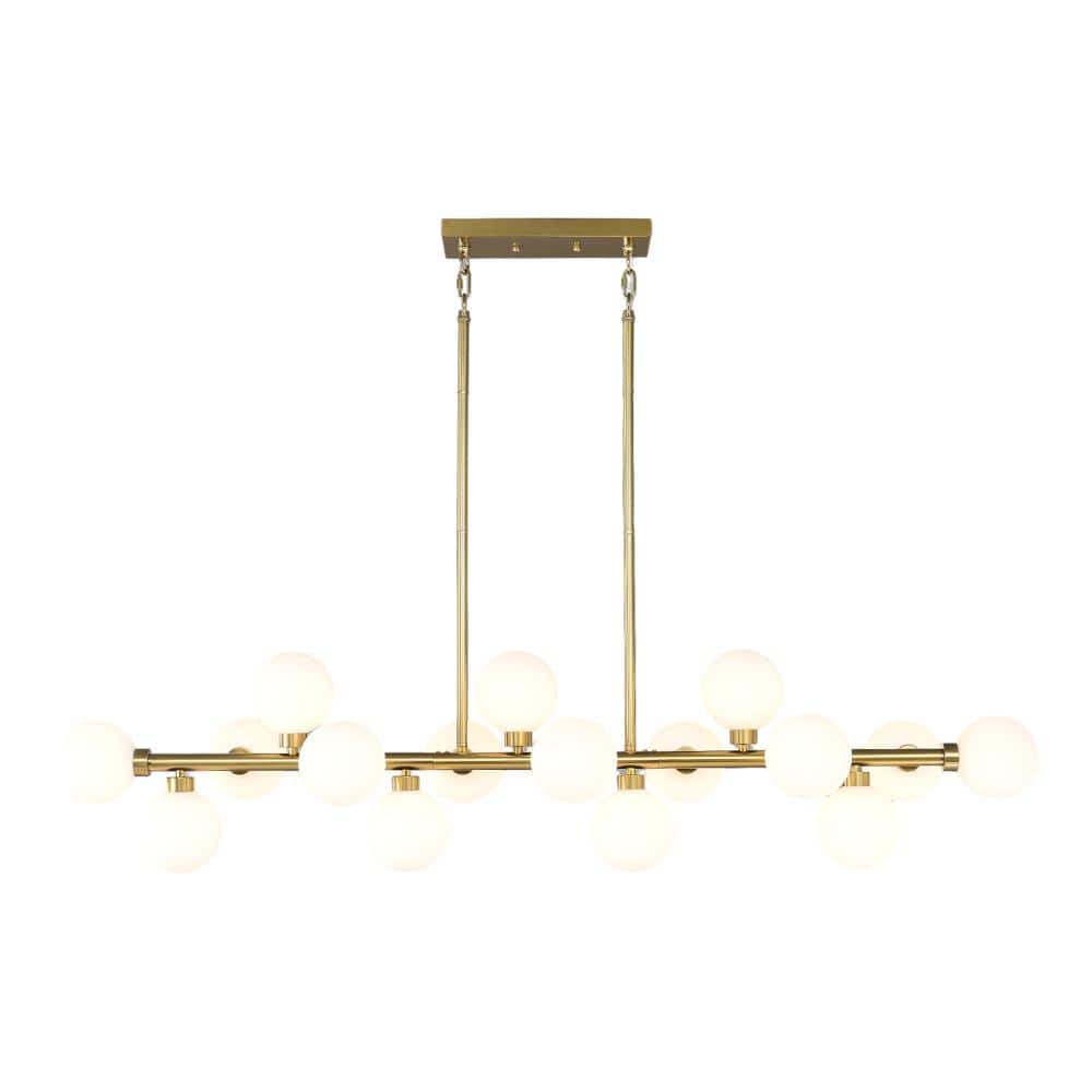 55 in. 16-Light Gold Modern Farmhouse Chandelier with Frosted Glass Shades price history on PriceWatchPro