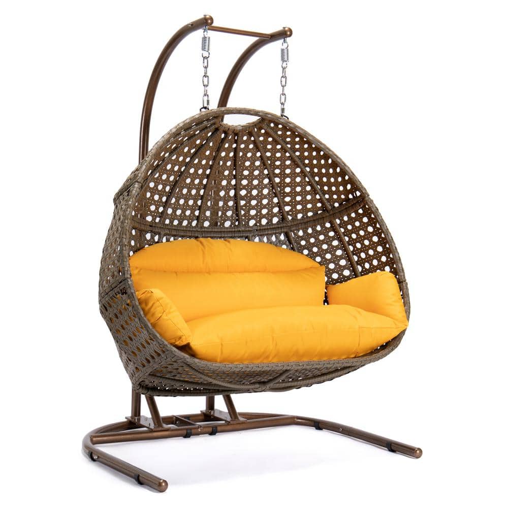 Amber Wicker Double Egg Hanging Chair with Cushions