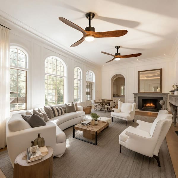 60 in. Black 3 ABS Blades Downrod Standard Ceiling Fan with Dimmable LED Light and Remote Control for Any Room