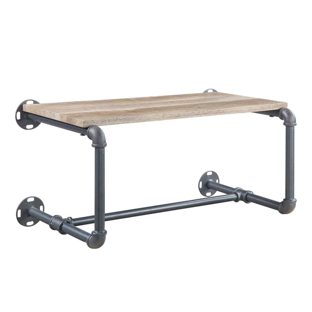 30 in. x 17 in. Urban Vintage Industrial 1-Tier Wood Grain MDF with 1-Pipe 