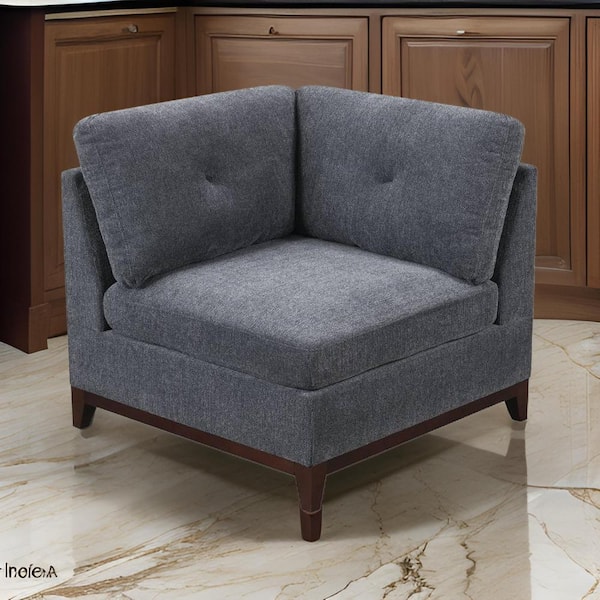 Benjara Jemy 37 in. Armless Fabric Rectangle Sofa in. Gray and Brown