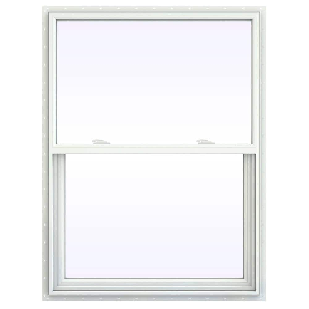 JELD-WEN 35.5 in. x 41.5 in. V-2500 Series White Vinyl Single Hung Window  with Fiberglass Mesh Screen THDJW143800668 - The Home Depot