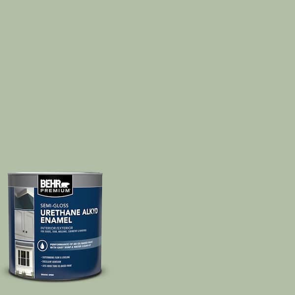 BEHR PREMIUM 1 qt. #S390-3 Creamy Spinach Semi-Gloss Enamel Urethane Alkyd Interior/Exterior Paint