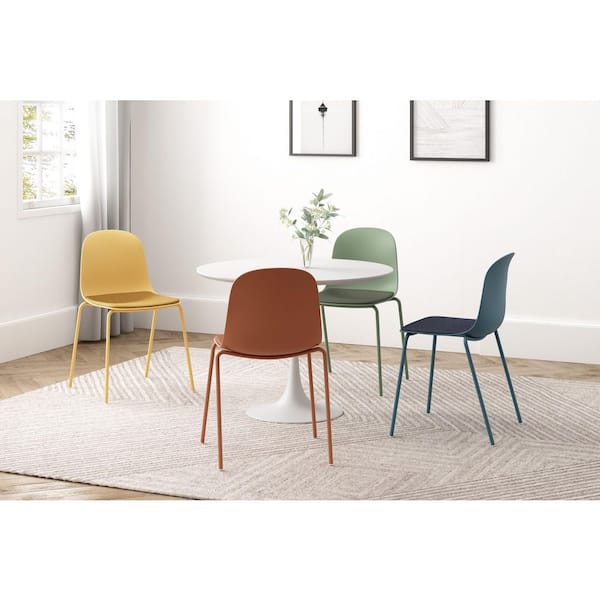 Serena Olive Green Stackable Chair with Cushion (Set-4)