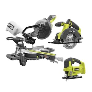 ONE+ 18V Cordless 3-Tool Combo Kit with 7-1/4 in. Miter Saw, Jig Saw, and 5-1/2 in. Circular Saw (Tools Only)