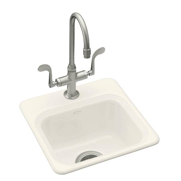 KOHLER Northland Drop-In Cast-Iron 15 in. 3-Hole Single Bowl Entertainment Sink in Biscuit