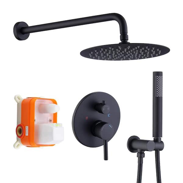 Rain Single Handle 1-Spray Shower Faucet 1.8 GPM with Pressure Balance in. Matte Black (Valve Included)