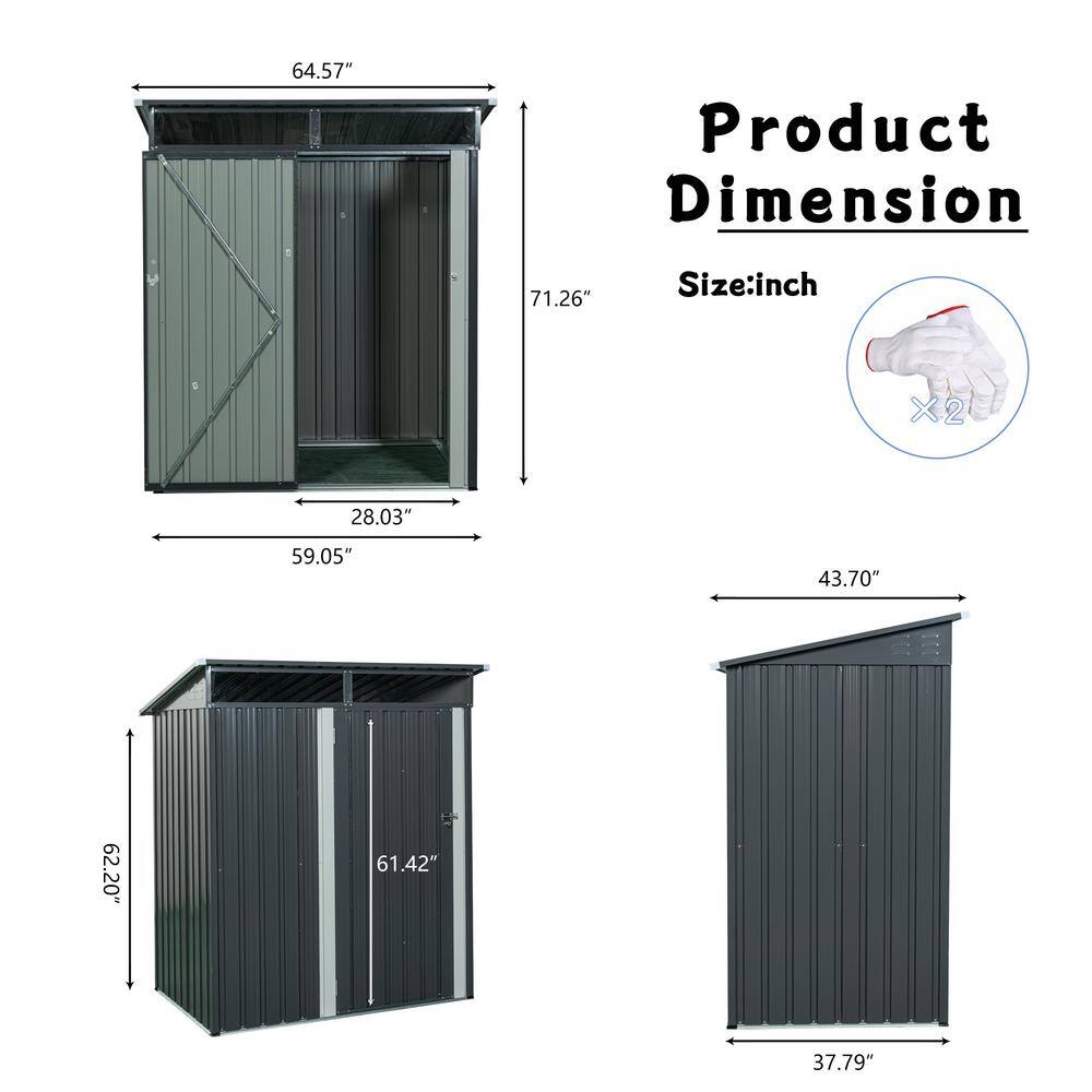 5 ft. x 3 ft. Gray Metal Outdoor Storage Shed with Window