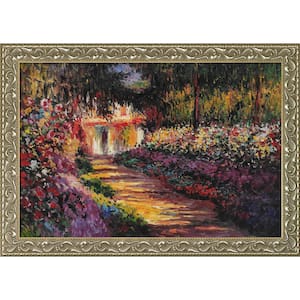 Pathway in Monet's Garden at Giverny by Claude Monet Rococo Silver Framed Nature Painting Art Print 29.5 in. x 41.5 in.