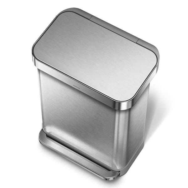 simplehuman 55-Liter Brushed Stainless Steel Kitchen Trash Can with Lid  Indoor in the Trash Cans department at