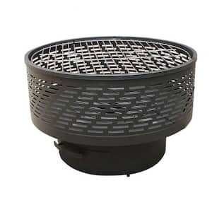 26 in. Wood Burning Portable Outdoor Steel Fire Pit with Faux Wood Lid