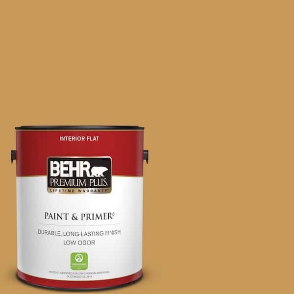 BEHR PREMIUM PLUS 1 gal. #PMD-104 Amber Glass Flat Low Odor Interior Paint & Primer