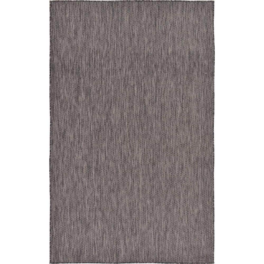 Black Rectangular Flatweave Outdoor Area Rug