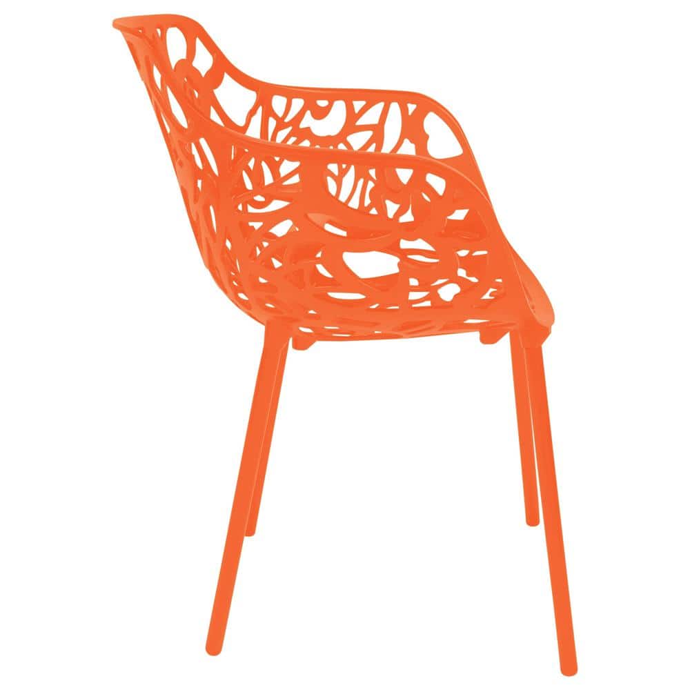 Devon 22" Orange Aluminum Modern Outdoor Dining Chair Set