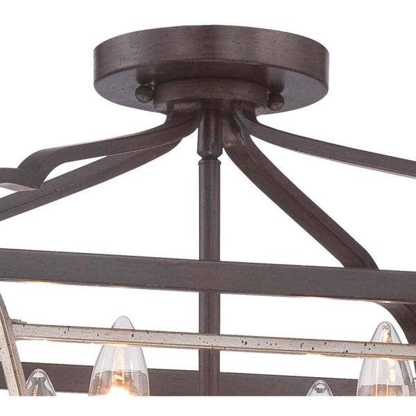 Astrapia Dark Rubbed Sienna and Aged Silver 4-Light Semi-Flush Mount