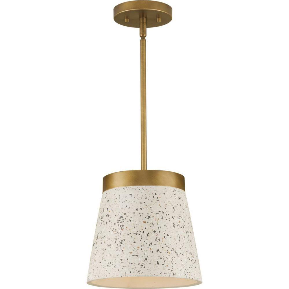 Terrazzo Distressed Brass and Concrete Pendant Light