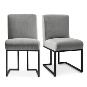 Linen Sled Base Dining Chairs Grey (Set of 2)