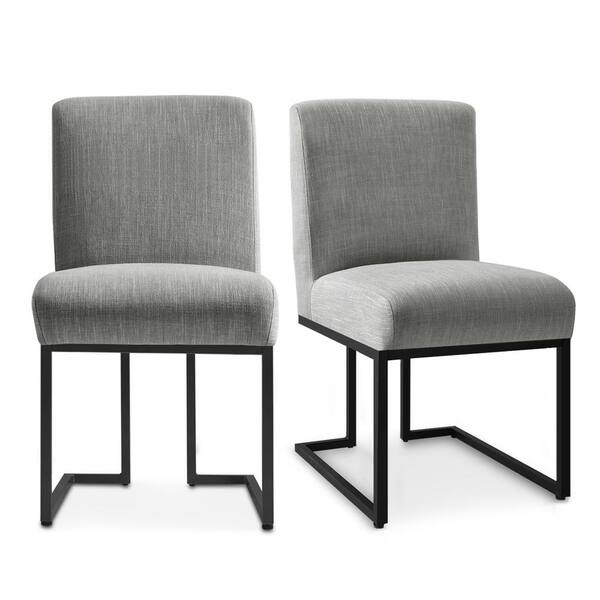Elevens Linen Sled Base Dining Chairs Grey (Set of 2) MASONCHAIRGREY The Home Depot
