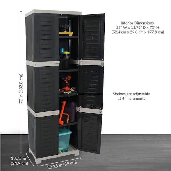 Sunnydaze Lockable Storage 23.25 in. W x 72 in. H x 13.75 in. D