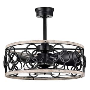 Luo 25 in. 6-Light Indoor Matte Black and Faux Wood Grain Finish Ceiling Fan with Light Kit