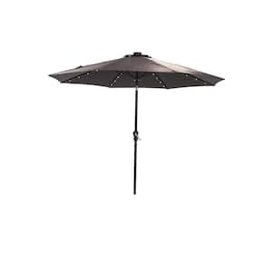 9 ft. Aluminum Market Solar Umbrella in Dark Brown