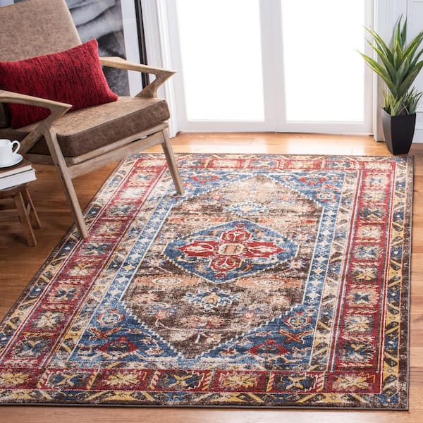 Bijar Brown/Royal Doormat 3 ft. x 5 ft. Border Area Rug