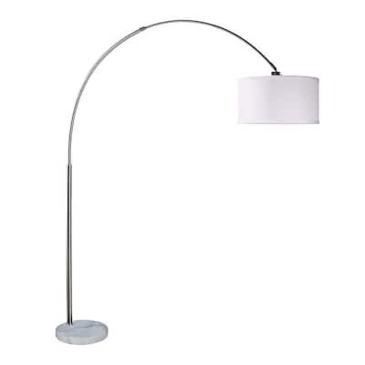 Bull 81 in. White/Silver Indoor Floor Lamp with Extra Large Drum Shade