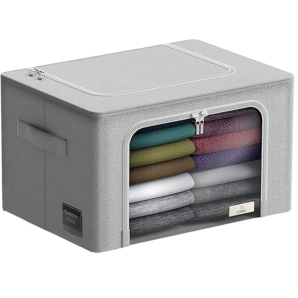 Storage Bins, Stackable and Foldable Clothes Organizer Bags, Gray 19.5 in. x 13 in. Polyester Decorative Box Set of 1