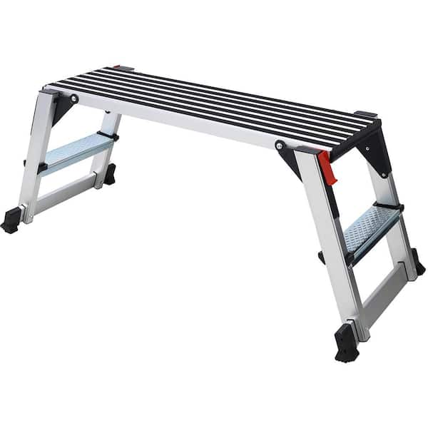 Aluminum Platform Folding Work Bench Stool Ladder 330 lbs Capacity Non-Slip