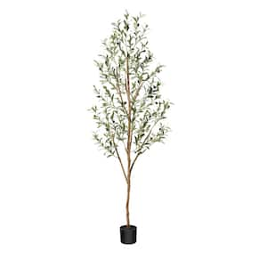 6 ft. Artificial Olive Tree in Pot Tall Fake Plant with Faux Branches and Fruits for Modern Office Floor Decor