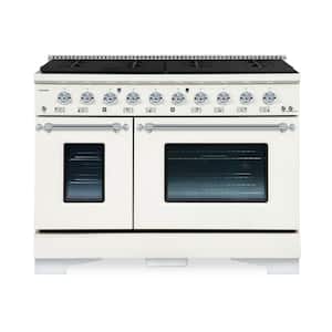 CLASSICO 48 in. 8 Burner Freestanding Double Oven Gas Range with Gas Stove and Gas Oven in Off-White Family