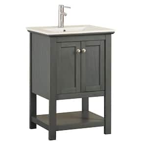 Bradford Regal 24 in. W Traditional Bathroom Vanity in Gray with Ceramic Vanity Top in White with White Basin
