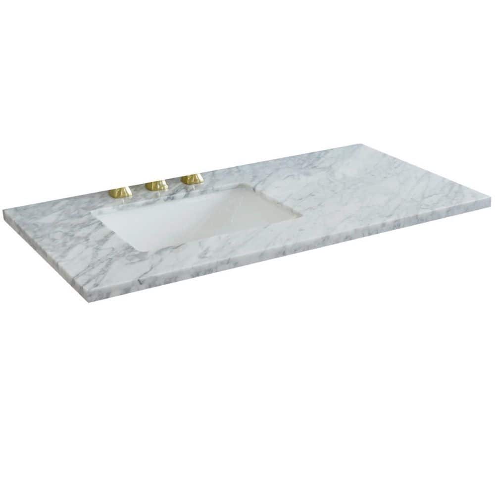 43" White Carrara Marble Countertop with Ceramic Sink