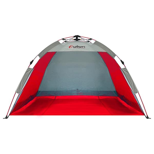 Outdoors Professional Beach Summer Red Automatic Pop-up Sun Shelter Tent