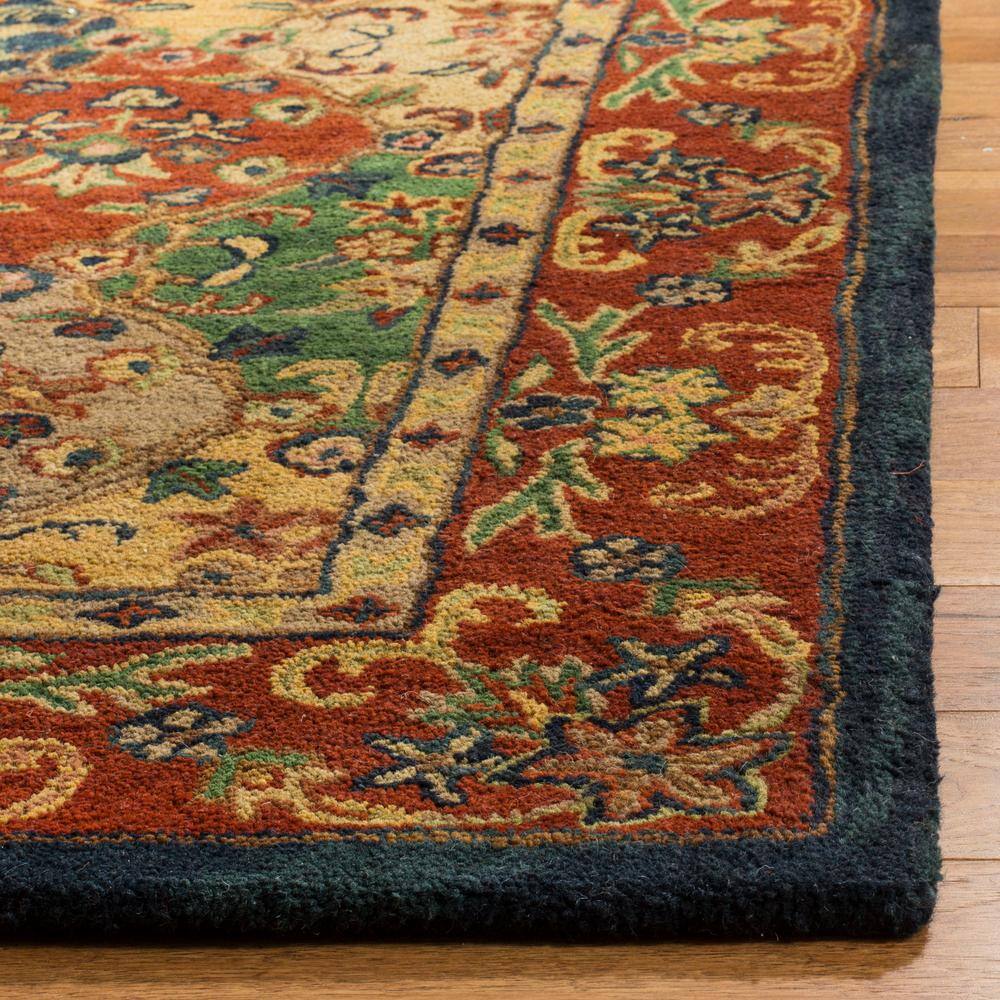 Beige & Burgundy Hand-Tufted Wool Rectangular Area Rug, 4' x 6'