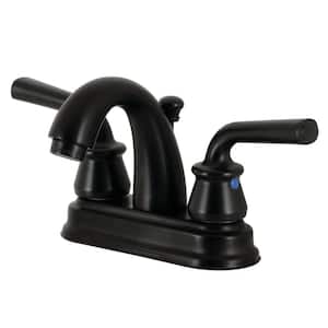 Restoration 4 in. Centerset 2-Handle Bathroom Faucet with Plastic Pop-Up in Matte Black