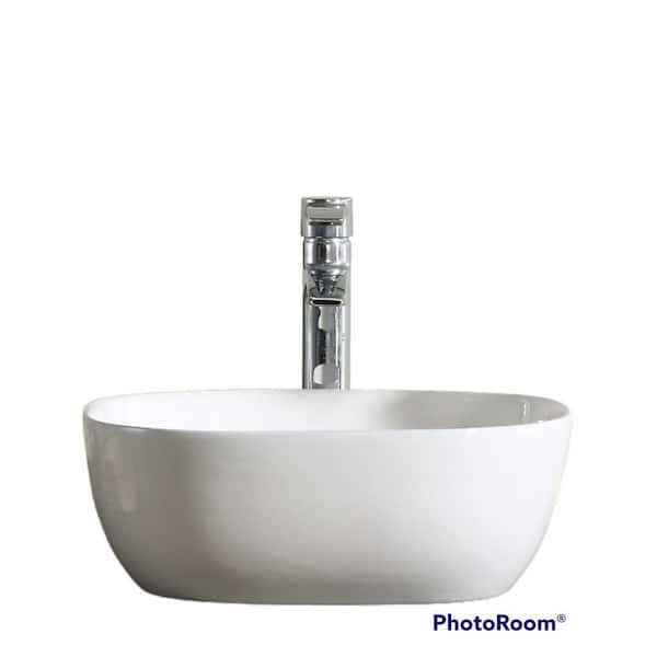 FINE FIXTURES Modern White Vitreous China Square Vessel Sink