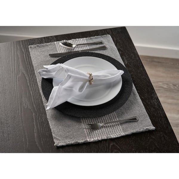 Bold 19 in. x 13 in. Gray Striped Cotton Placemats (Set of 4)