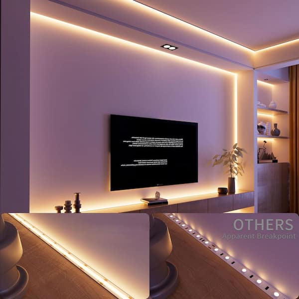 16.4 ft. 48-Watt Integrated LED Strip Light Fixture Warm White 2700K Dimmable High Lumen Tape Lighting Kit with Remote