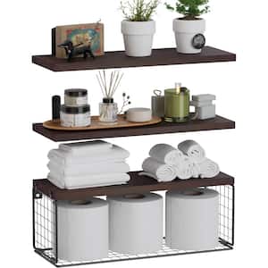 16.5 in. W x 6 in. D x 5.5 in. Rustic Brown Decorative Wall Shelf, Bathroom Shelves Over Toilet