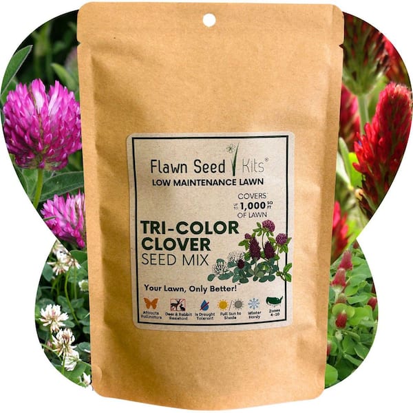 Tri-Color Lawn Flower Seed, Crimson, Medium Red and Dutch White Clovers, Kraft Pouch, Covers Up to 1,000 Sq. ft.
